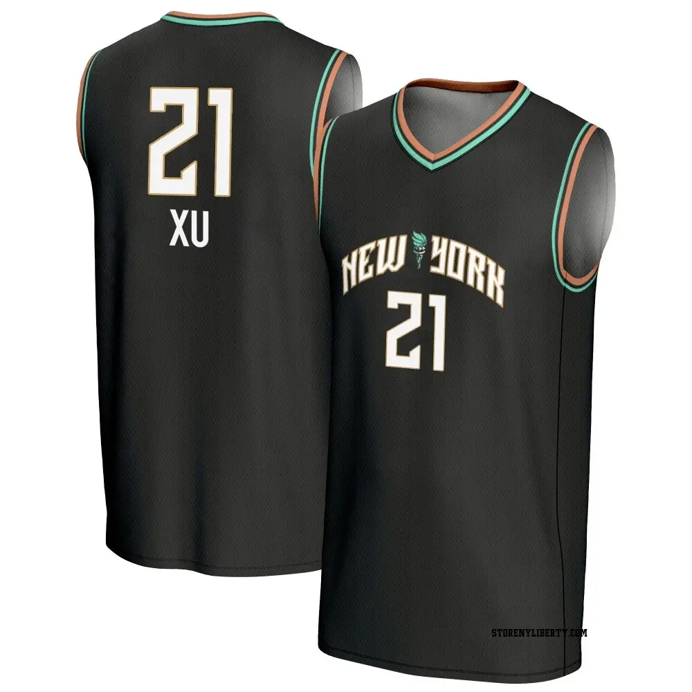 Men's Han Xu ＃21 Replica Black New York Liberty Lightweight Jersey